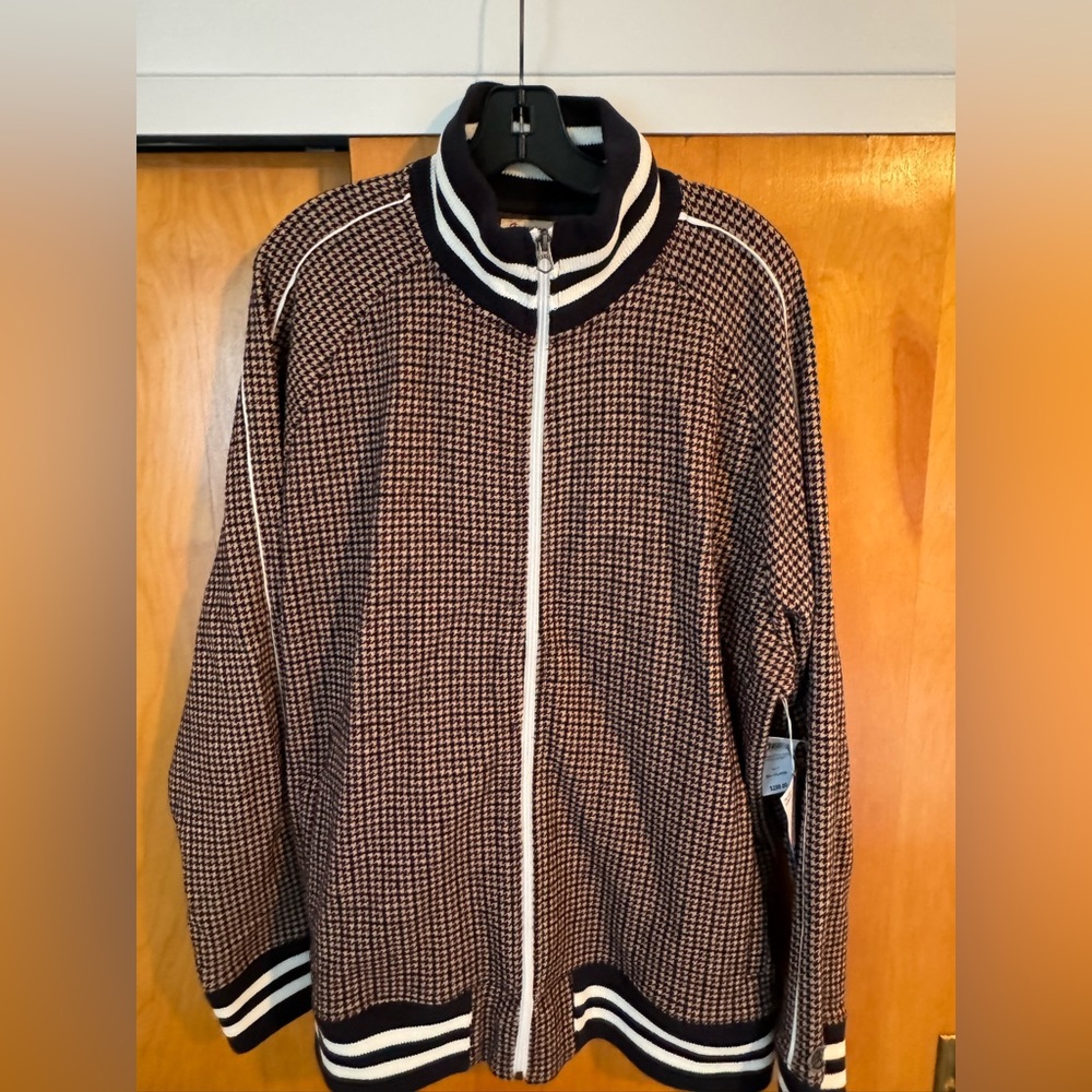 Todd Snyder + Champion Men’s NWT houndstooth wool track jacket - Navy XXL